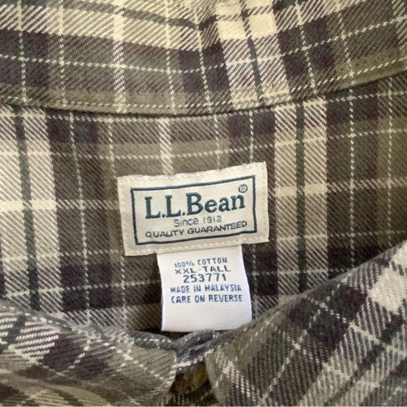 L.L Bean Men’s Flannel Long Sleeve  Button Down. Size XXL. Green. - Picture 6 of 6